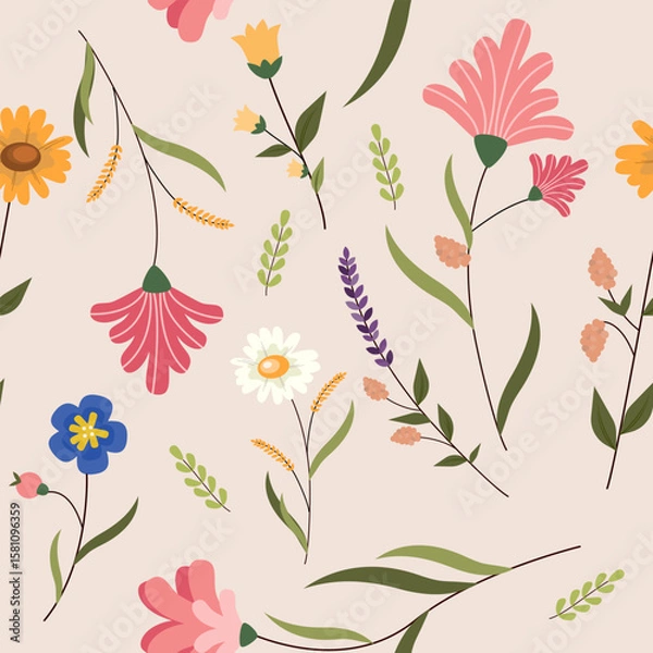 Obraz Seamless Floral Pattern Vector Art, Icons, and Graphics