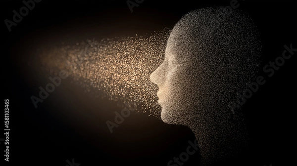 Fototapeta A thinkerâs mind projecting light particles forming a heart