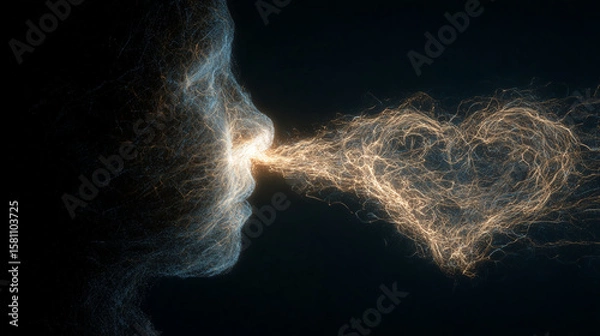 Fototapeta A thinkerâs mind projecting light particles forming a heart