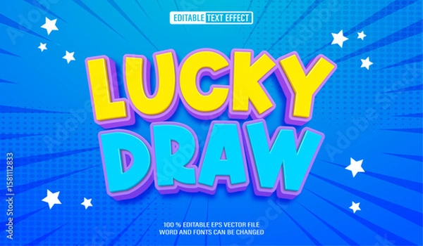 Obraz Editable 3d text style effect - Lucky Draw Cartoon text effect Template