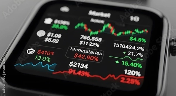 Fototapeta mobile phone with with trading graph on screen