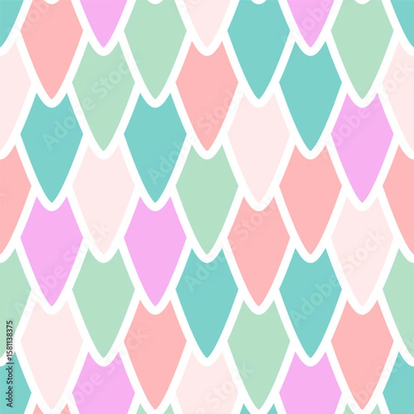 Fototapeta Vector seamless overlapping pattern, fish scale print. Beautiful asian style design for textile, wallpaper, wrapping paper.