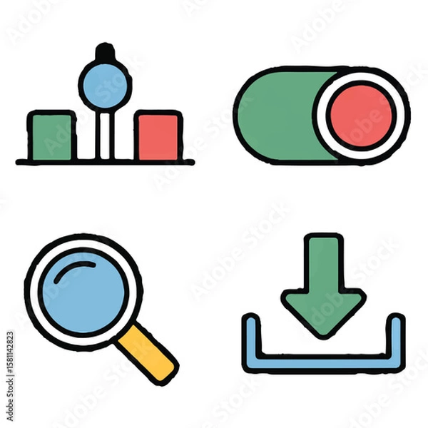 Fototapeta Vector art of a set of user interface icons for web and app design isolated on white background