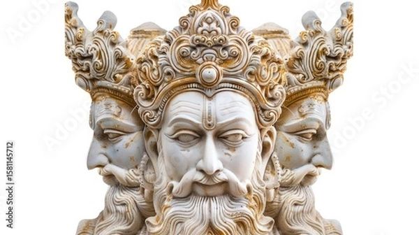 Fototapeta Sculpture of Lord Brahma with Three Faces – Symbol of Creation