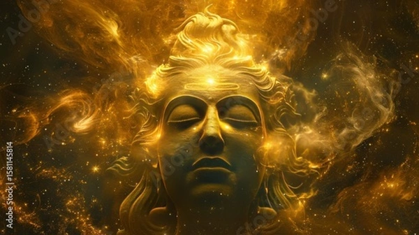 Fototapeta Golden Lord Shiva Face Portrait (Different Angles & Color Variants)