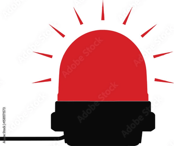 Fototapeta Vector illustration of a red emergency siren flashing to signal an urgent situation