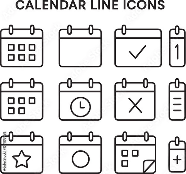 Fototapeta Calendar line icon vector on a white background

