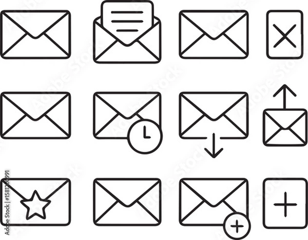 Fototapeta Email line icons vector set on a white background