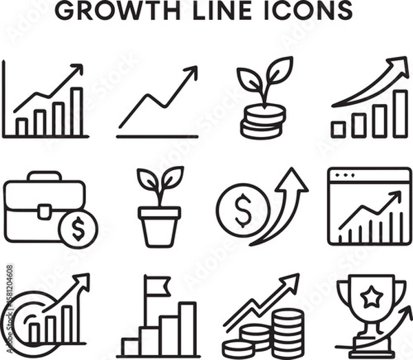 Fototapeta Growth line icon vector on a white background