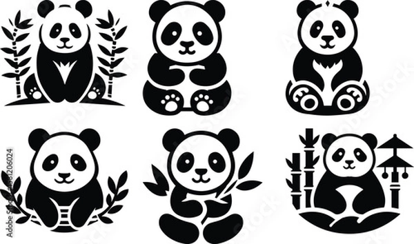 Obraz Panda bundle silhouette icon vector art