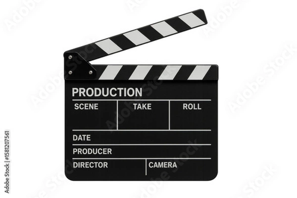 Fototapeta Movie clapperboard with transparent background for easy integration