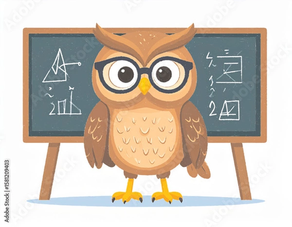 Obraz A03_owl-teacher_chalkboard_vector