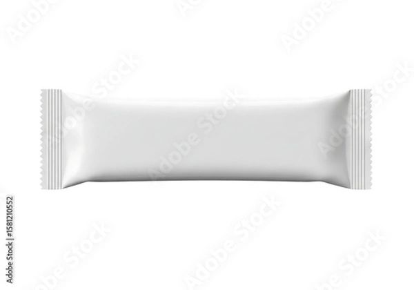 Fototapeta White blank flow pack wrapper mockup for a chocolate bar, candy, or snack food. Isolated on transparent background, png