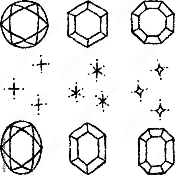 Obraz ラフに描いた宝石のイラスト