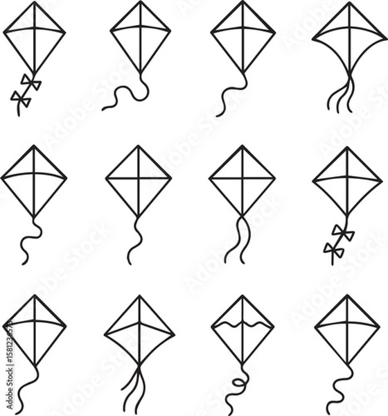Fototapeta Kite line icon vector on a white background