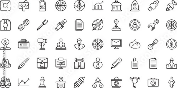 Fototapeta Mixed money line icons vector set on a white background