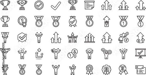 Fototapeta Success line icons vector set on a white background