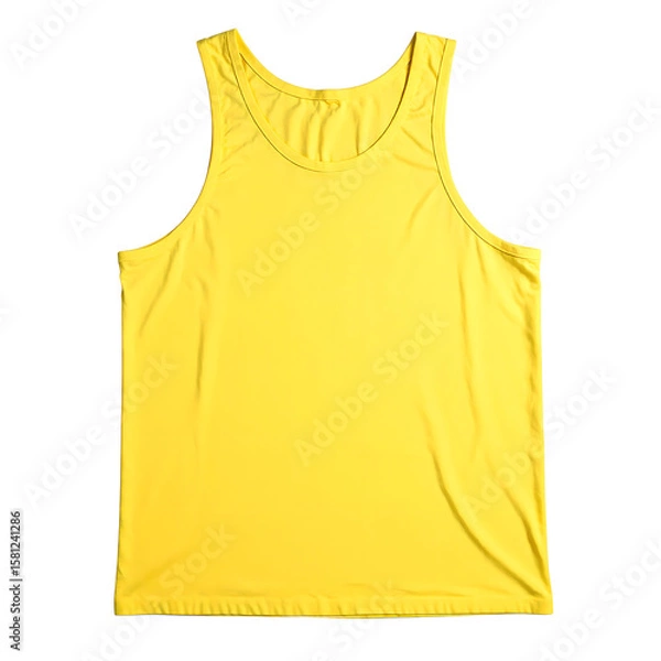 Fototapeta Vibrant canary yellow summer tank top folded neatly perfect for warm weather Bright cheerful and isolated on a crisp white background