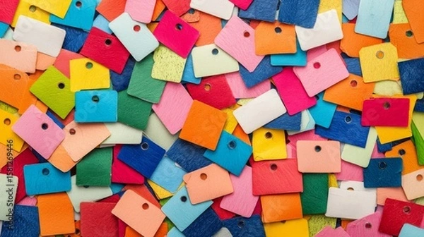 Fototapeta Pile of colorful blank tags