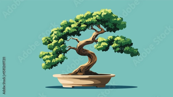 Obraz vector bonsai tree in pot .Generative AI