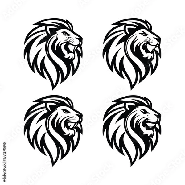 Fototapeta vector face silhouette image of a lion
