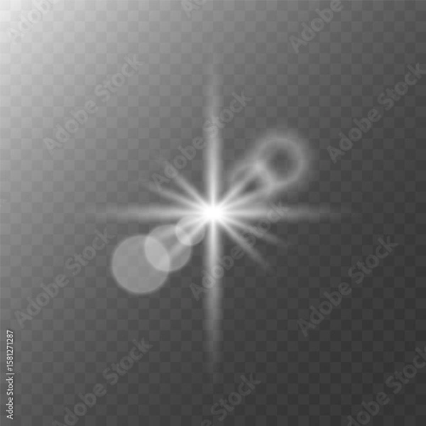 Fototapeta A luminous star with a bokeh effect on transparent background.