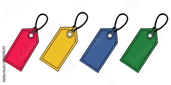 Fototapeta  Colorful price tags icon set with strings