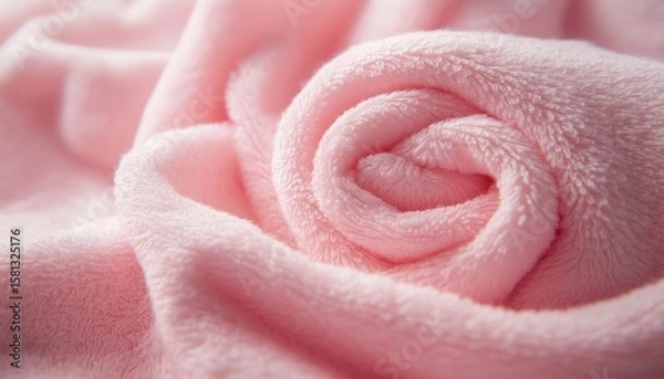 Fototapeta Soft Pastel Pink Rose Fabric With Gentle Waves And Folds, Featuring The Ile Ure Pattern. Rose Terry Cloth Towel With Soft Folds.