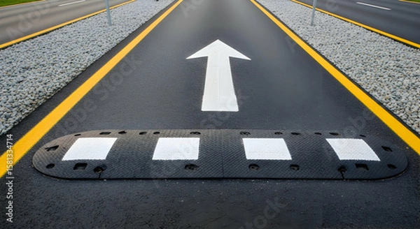 Obraz Road safety features an up arrow and speed bump ensuring safer driving conditions
