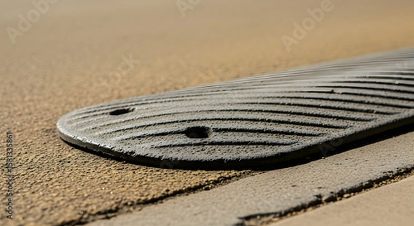 Obraz Road Safety Speed Bump Installed On Asphalt Surface For Traffic Calming