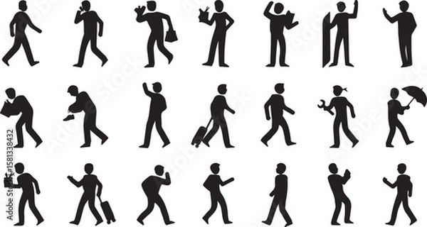Obraz Diverse figures walking and gesturing carrying holding