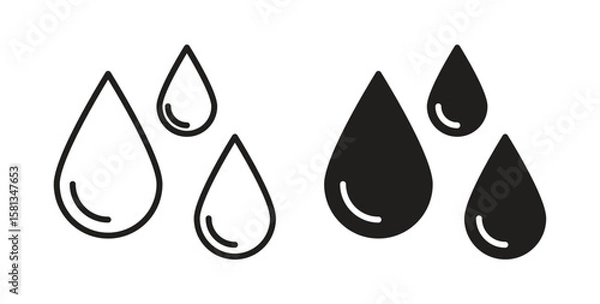 Obraz Raindrops icon. Vector illustration, flat and stroke