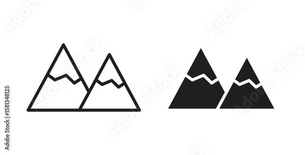 Fototapeta Mountains icon. Vector illustration, flat and stroke