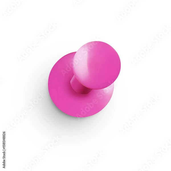 Fototapeta Top view of a Pink office pushpin isolated on transparent background PNG