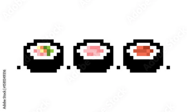 Obraz sushi pixel art design logo vector