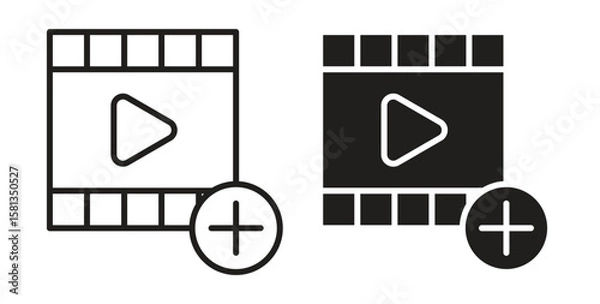 Obraz Add video icon. Vector illustration, flat and stroke
