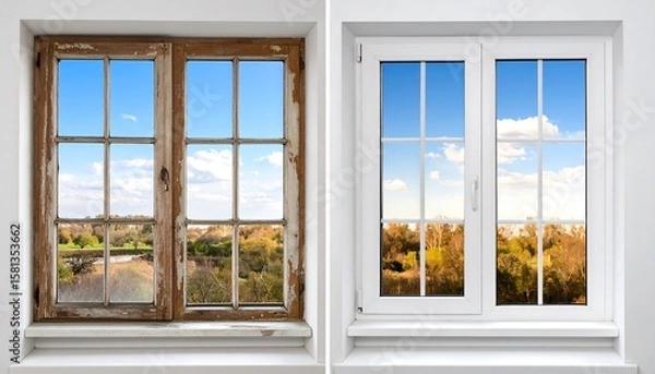 Obraz Renovated windows, comparison