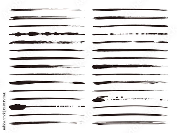 Obraz 墨で描いた掠れや滲みのある線のバリエーションセット