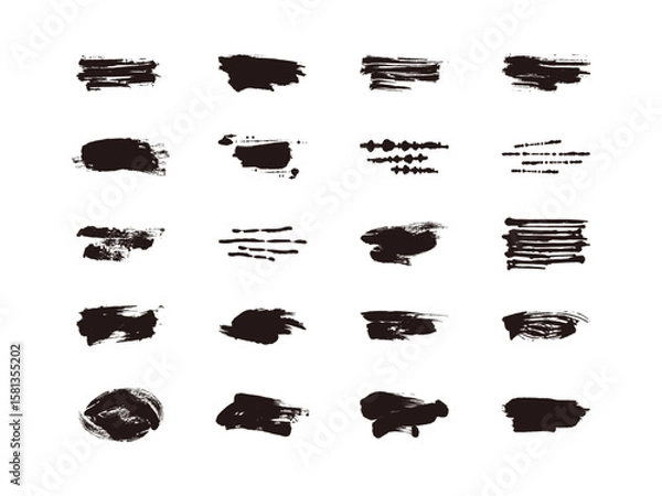 Obraz 墨で描いた掠れた線のバリエーションセット