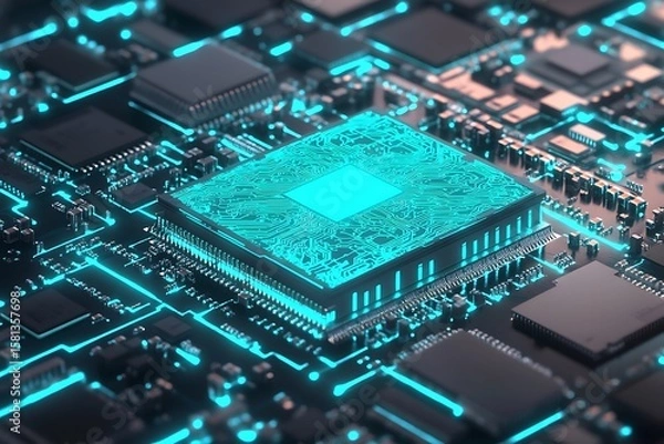 Fototapeta electronic circuit board with processor