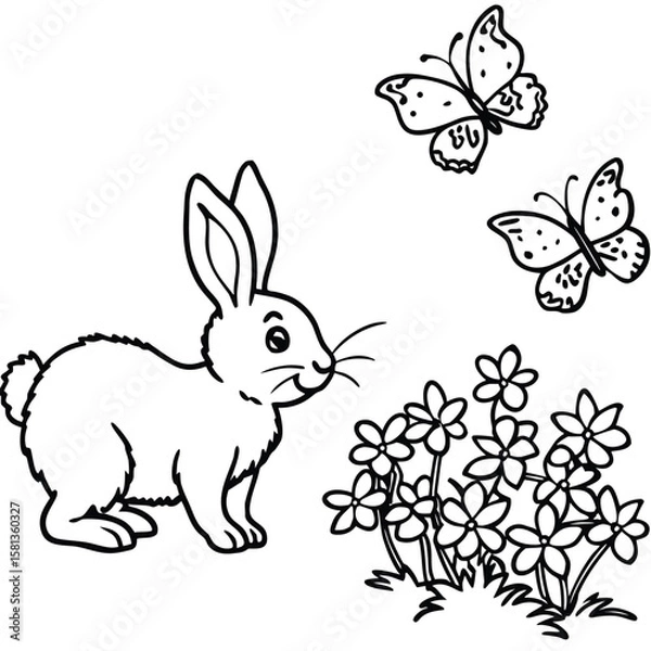 Obraz Rabbit line art coloring page 