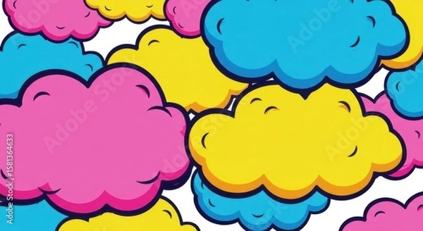 Fototapeta Colorful pop flowing cloud background
