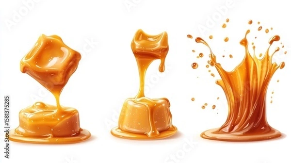 Obraz Caramel Candy Splashes Sweet Indulgence and Delicious Design Elements for Dessert Concepts