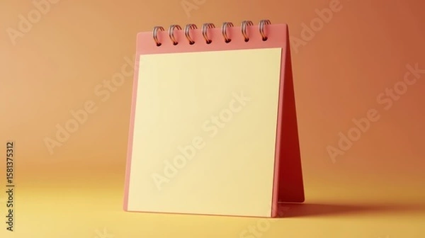 Obraz Minimalist Desk Calendar for Planning and Organization, Conceptual Reminder on Soft Orange Background