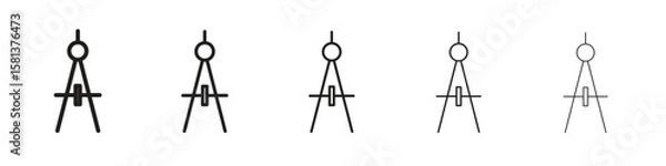 Fototapeta Drafting compass icon. Thin line illustration. outline drawing, Editable stroke