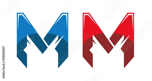 Fototapeta M letter logo, gaming letter m logo, gaming logo, game logo vector template, custom m letter, game logo design