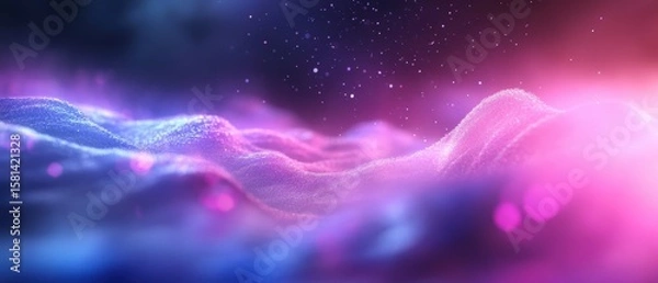 Obraz Holographic light waves in a radiant spectrum landscape