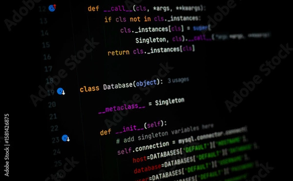 Obraz Database class in Singleton Design Pattern in Python