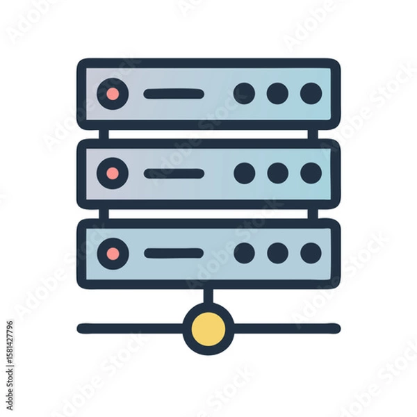 Fototapeta Server Rack Icon: Hosting, Data Storage, and Network Infrastructure Symbol