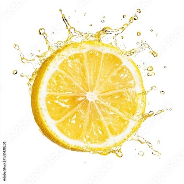 Fototapeta Fresh Lemon Juice Splash in Macro Photography